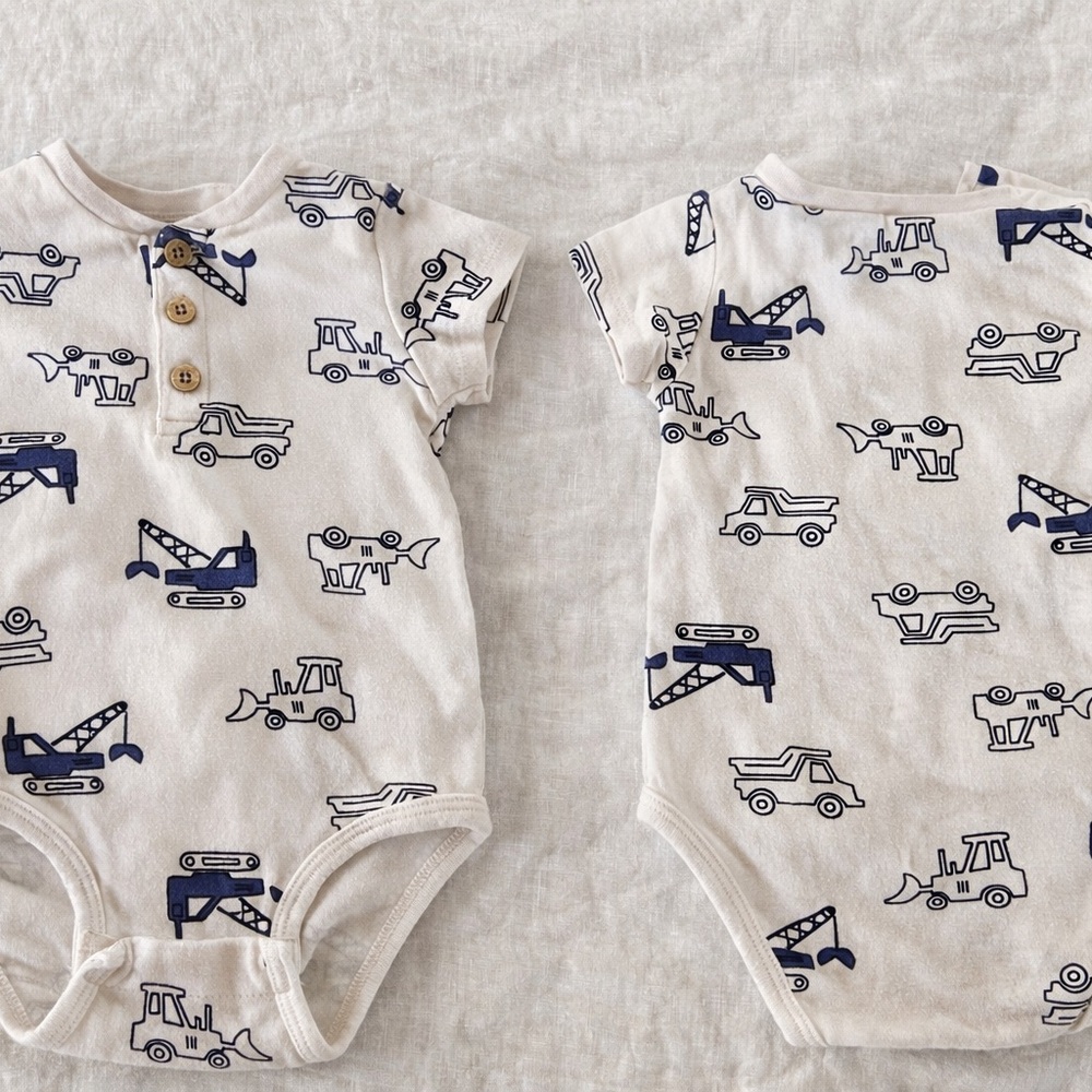 Pekkle Baby Boy Construction Vehicle Bodysuit 6–9M